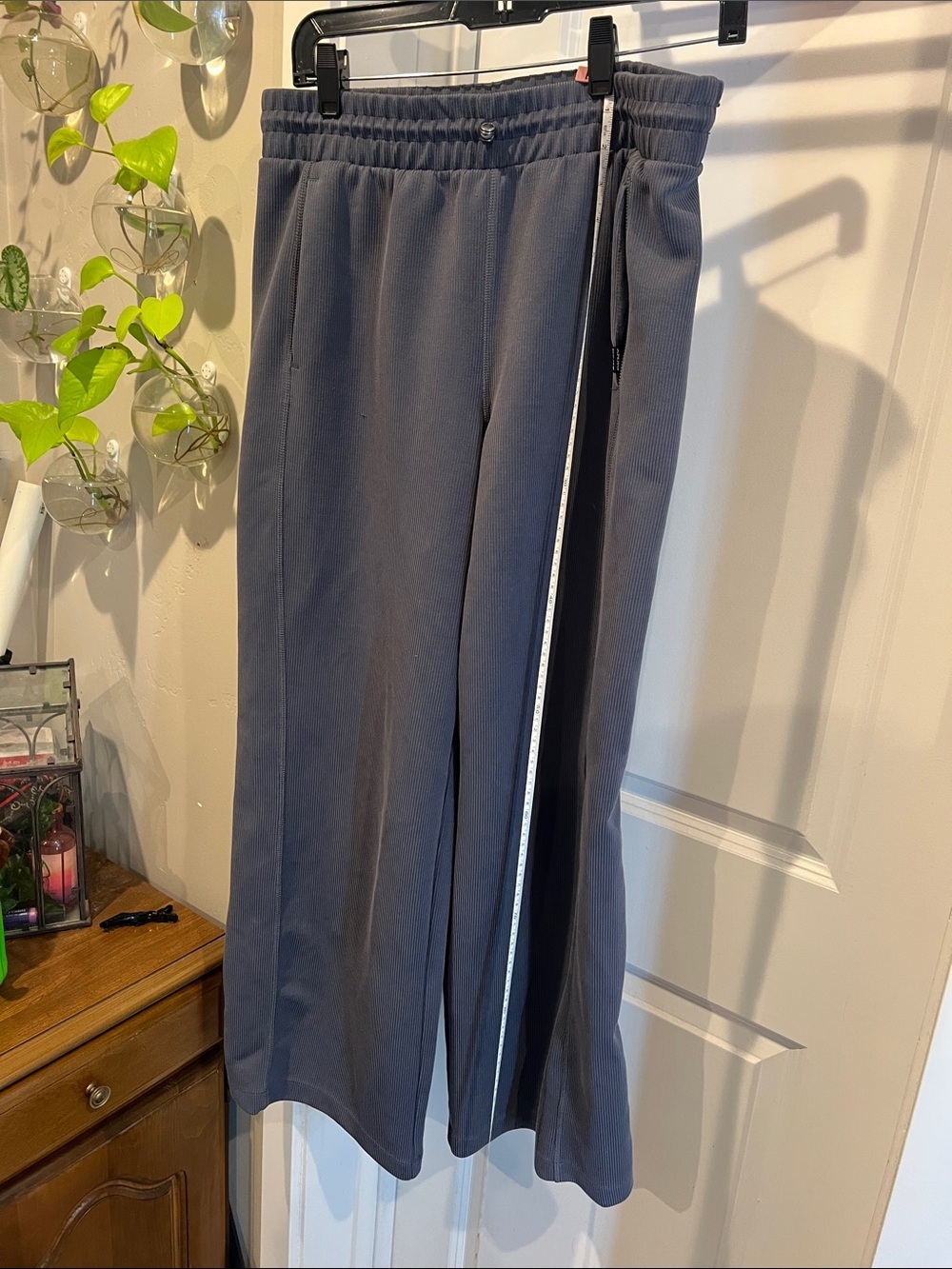 DKNY Sport Ribbed Wide Leg Sweatpants in Charcoal